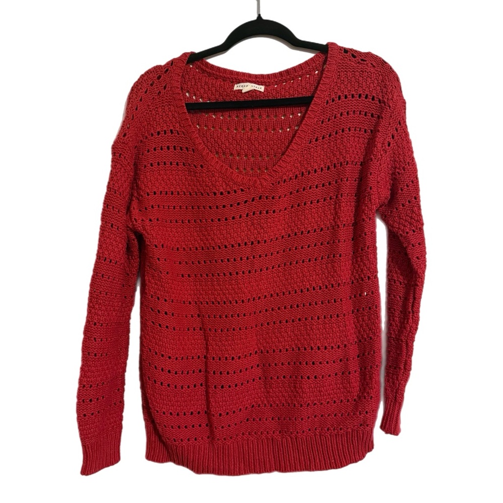 Aeropostale Women's V-Neck Red Sweater